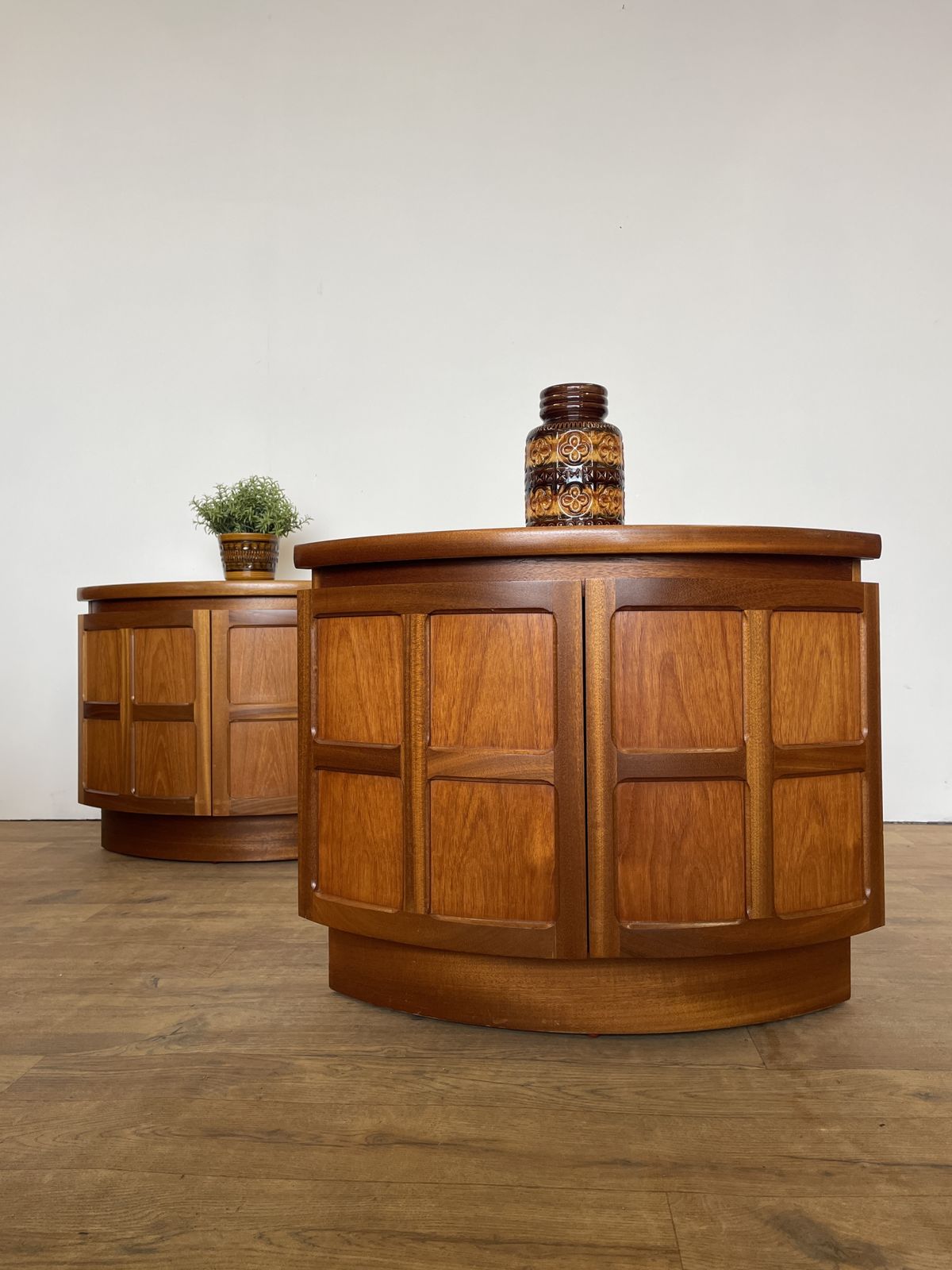 Pair Of Mid Century Teak Corner Bedsides By Nathan Furniture, 1960s photo 420.0