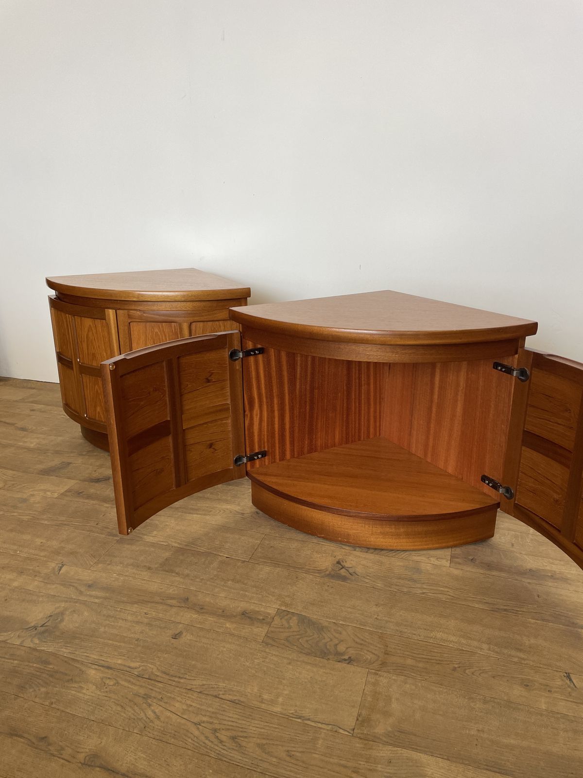 Pair Of Mid Century Teak Corner Bedsides By Nathan Furniture, 1960s photo buy