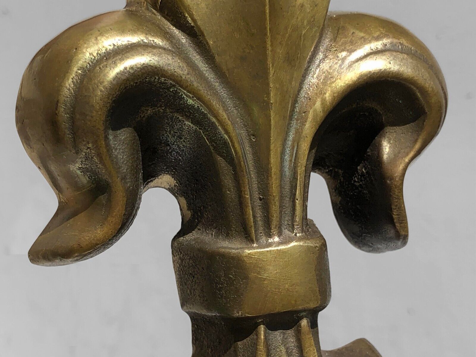 1950 Fleur De Lys Andirons Neo Classical Habby Chic Fire Arts photo vinterior