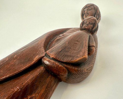 Mid Century Wax Madonna With Child Wall Figurine, 1970 photo for sale