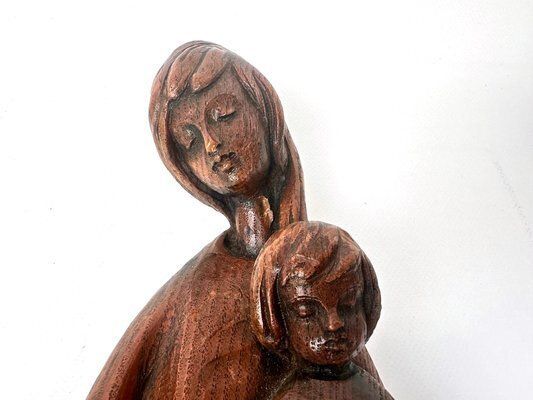 Mid Century Wax Madonna With Child Wall Figurine, 1970 photo buy