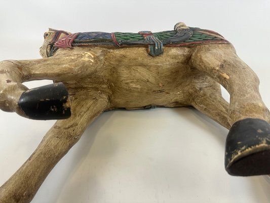 photo for sale Carved Hand Painted Wooden Horse, 19th Century