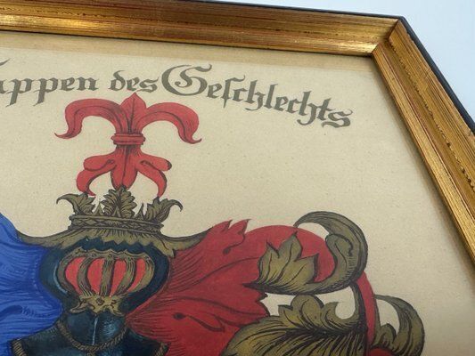 Framed French Family Marron Coat Of Arms, 19th Century photo 248.0