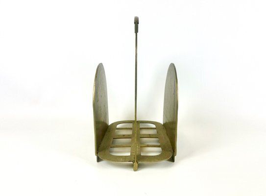 Brutalist Brass Magazine Rack With Floral Elements, 1970s photo Home Decor