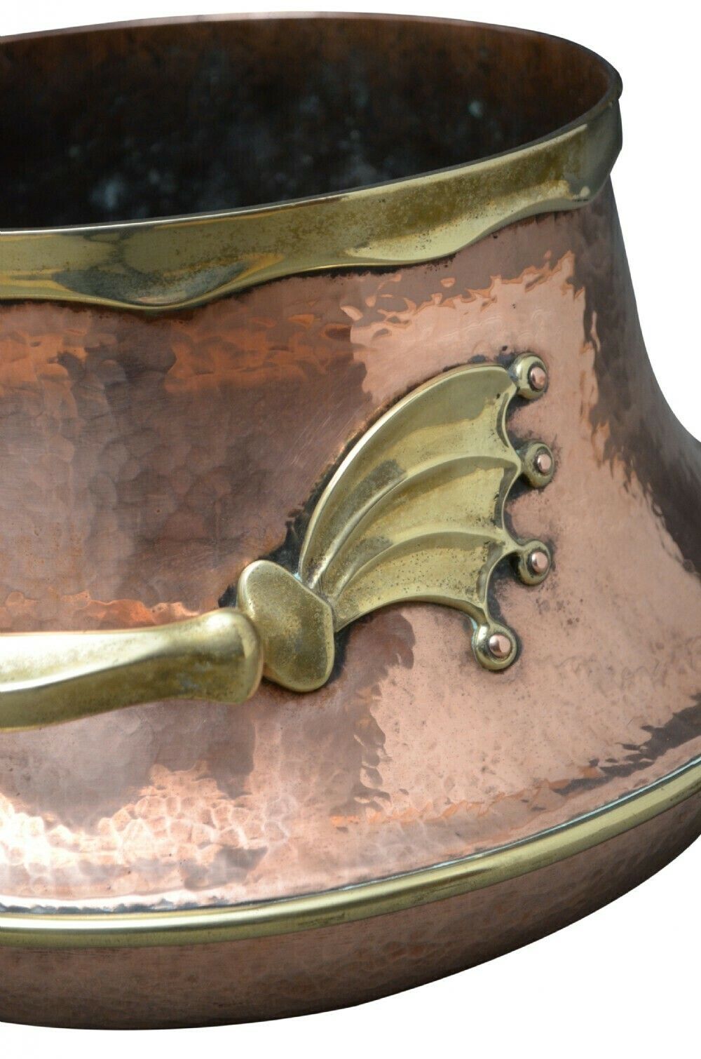 Antique Copper And Brass Plant Pot Jardiniere photo vintage