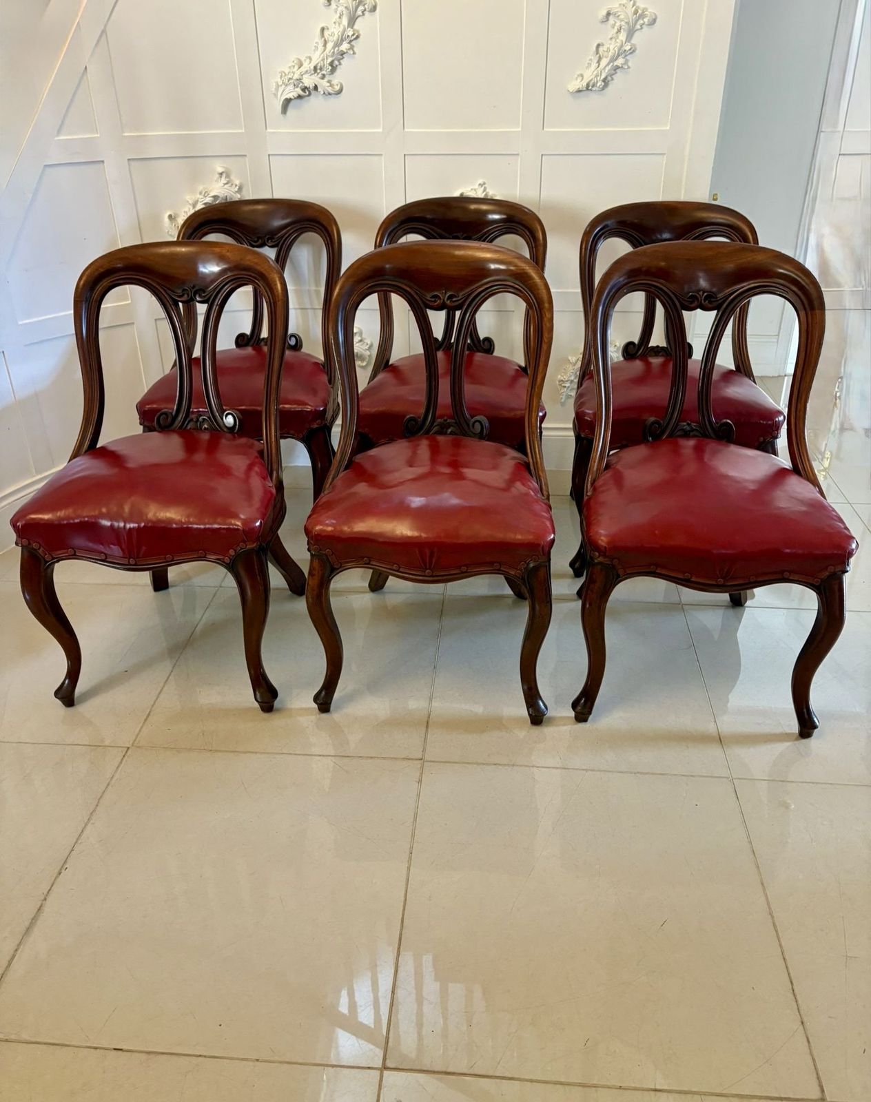 Set Of Six Antique 19th Century Superb Quality Carved Mahogany Dining Chairs photo vinterior