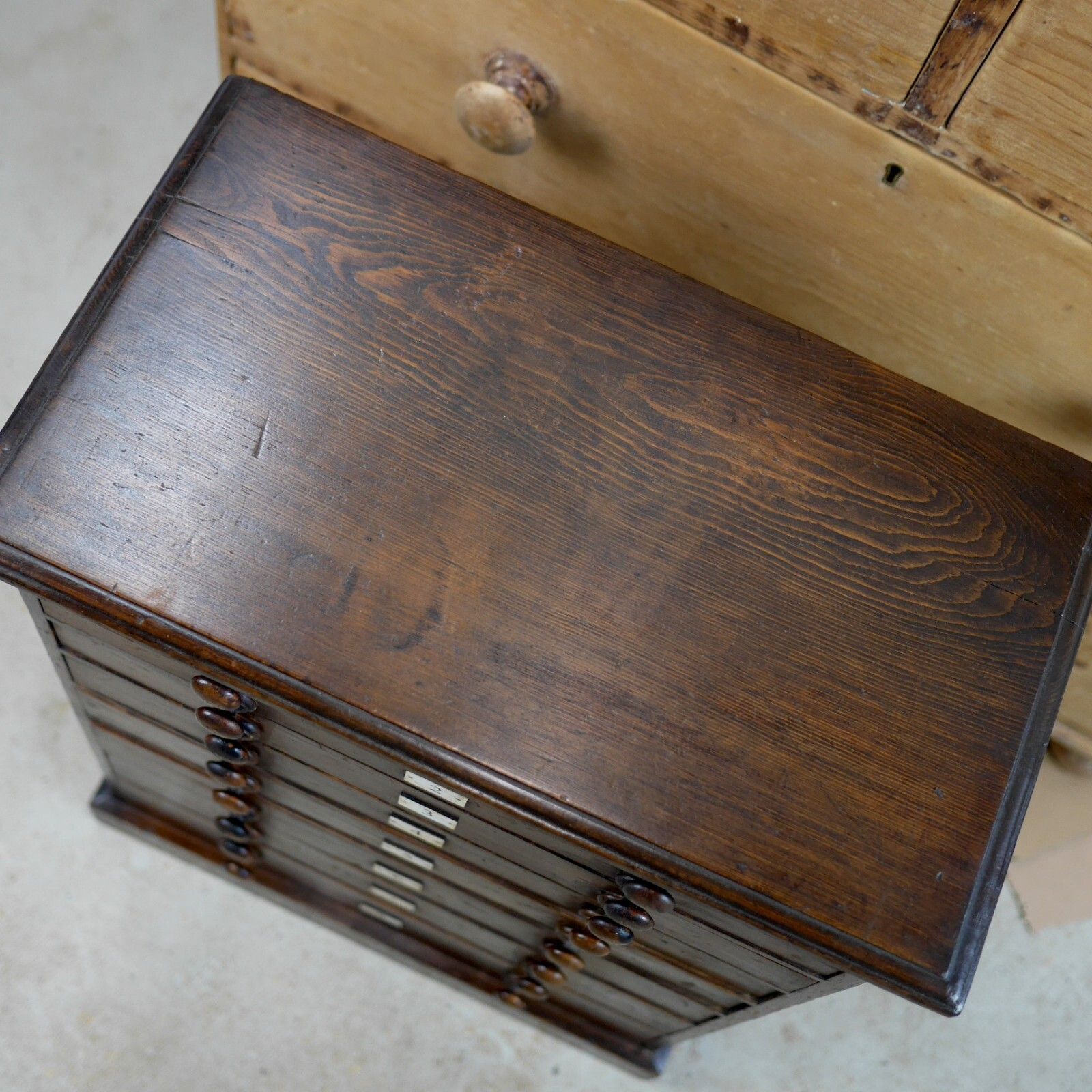 Furniture Antique 19th Century Specimen Museum Sample Display Cabinet Bank Drawers #102902 photo