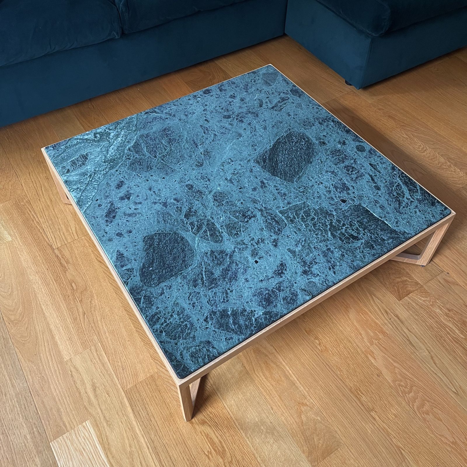 photo buy Knoll Krusin Coffee Table   Natural Oak Base With Verdi Alpi Marble Top