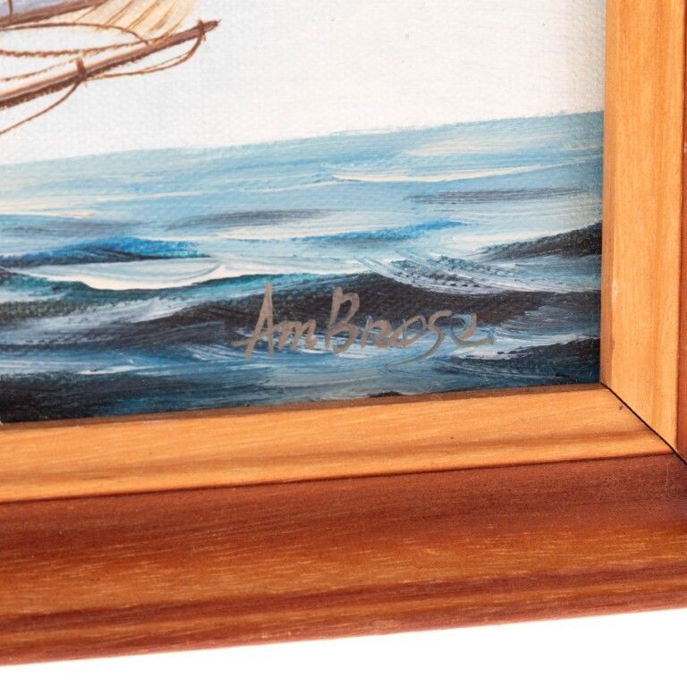 John Ambrose Rsma (1931 2010) Signed Nautical Maritime Ship Oil Painting On Canvas photo for sale