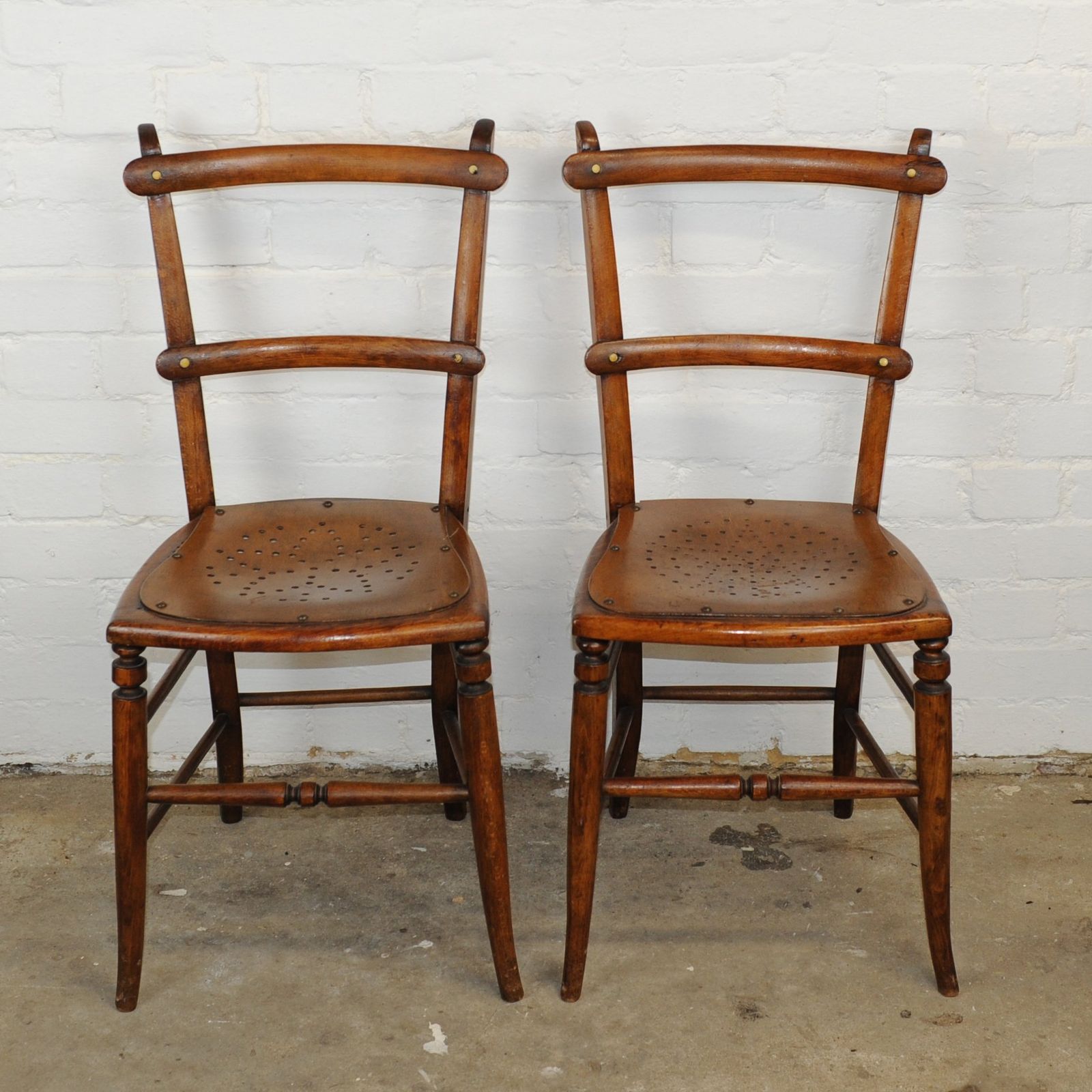 Luterma Estonia Vintage Punched Seat Wooden Dining Chairs, Set Of 2 photo vinterior