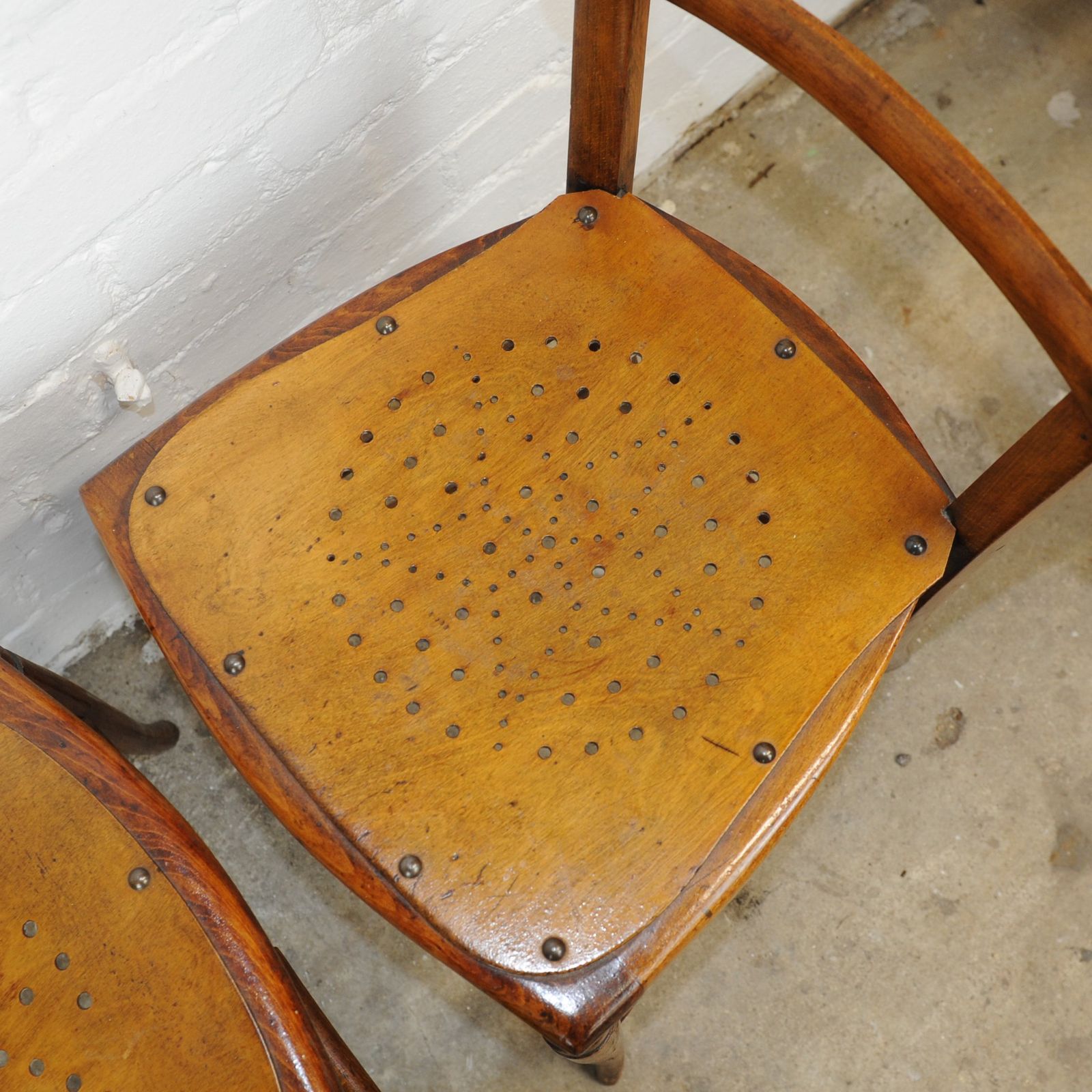 photo for sale Luterma Estonia Vintage Punched Seat Wooden Dining Chairs, Set Of 2
