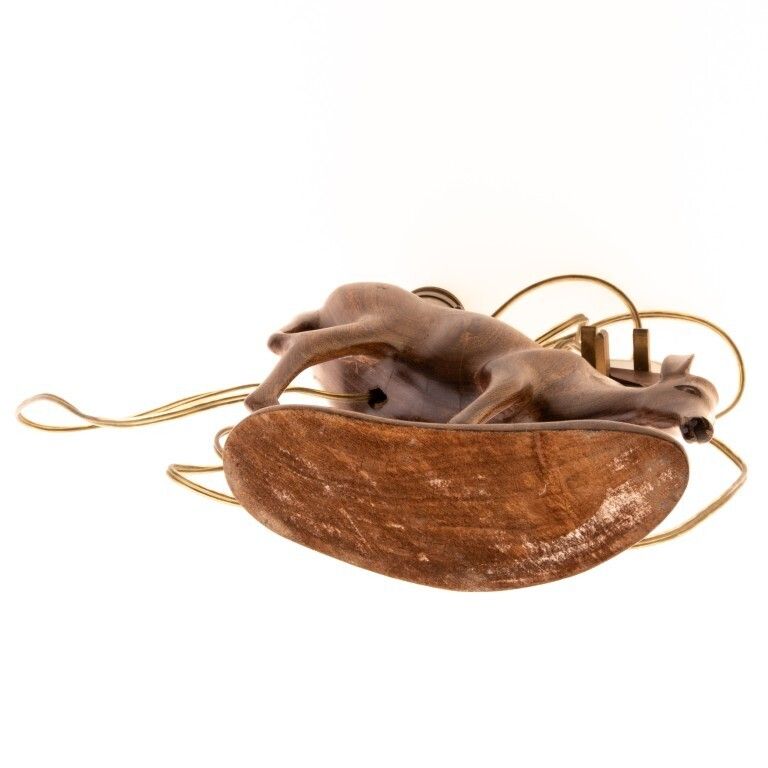 African Ethnographic Carved Wood Tapir Lamp Holder photo furniture