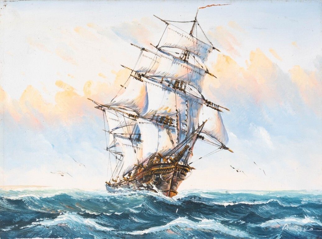 John Ambrose Rsma (1931 2010) Signed Nautical Maritime Ship Oil Painting On Canvas