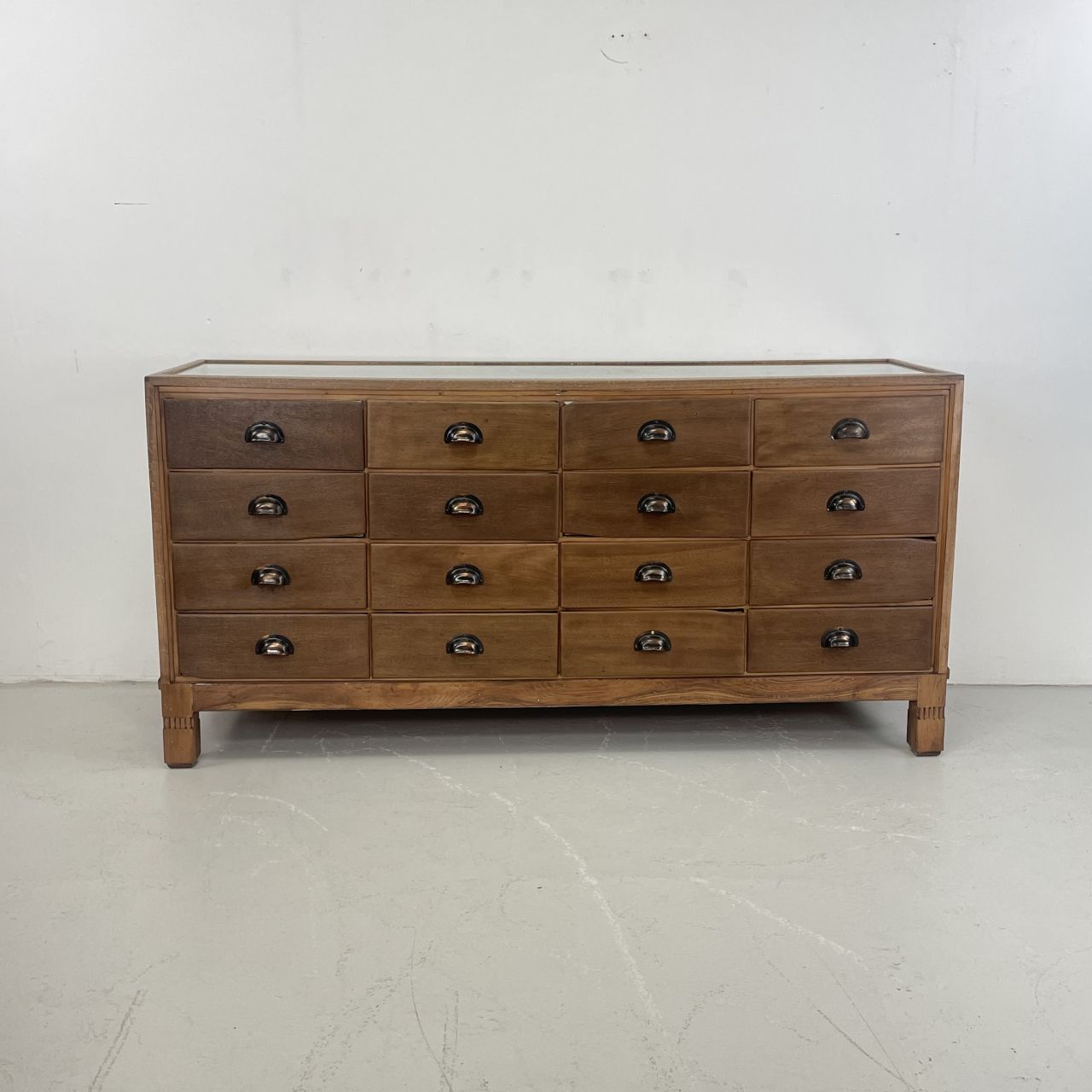 1930s 16 Drawer Oak Shop Counter photo furniture