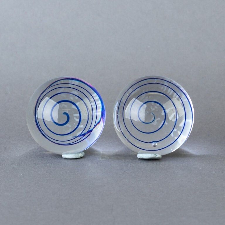 Pair Of Art Glass Spiral Paperweights photo furniture