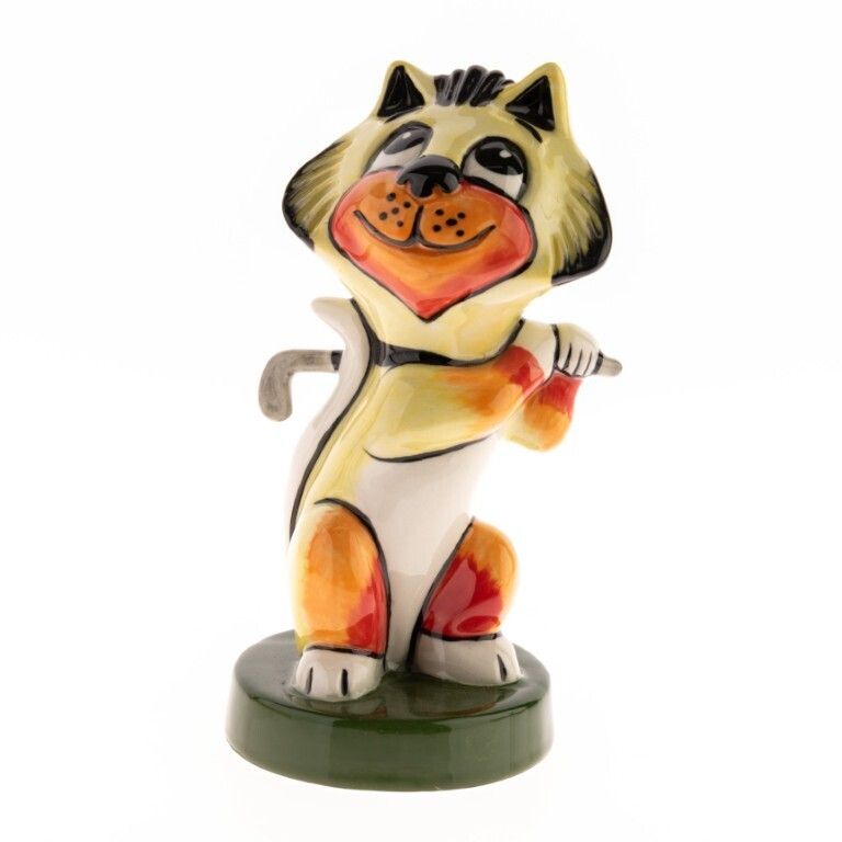 Lorna Bailey Signed Limited Edition 1/50 Porcelain Golfer Cat Art Deco Style Pottery Figure