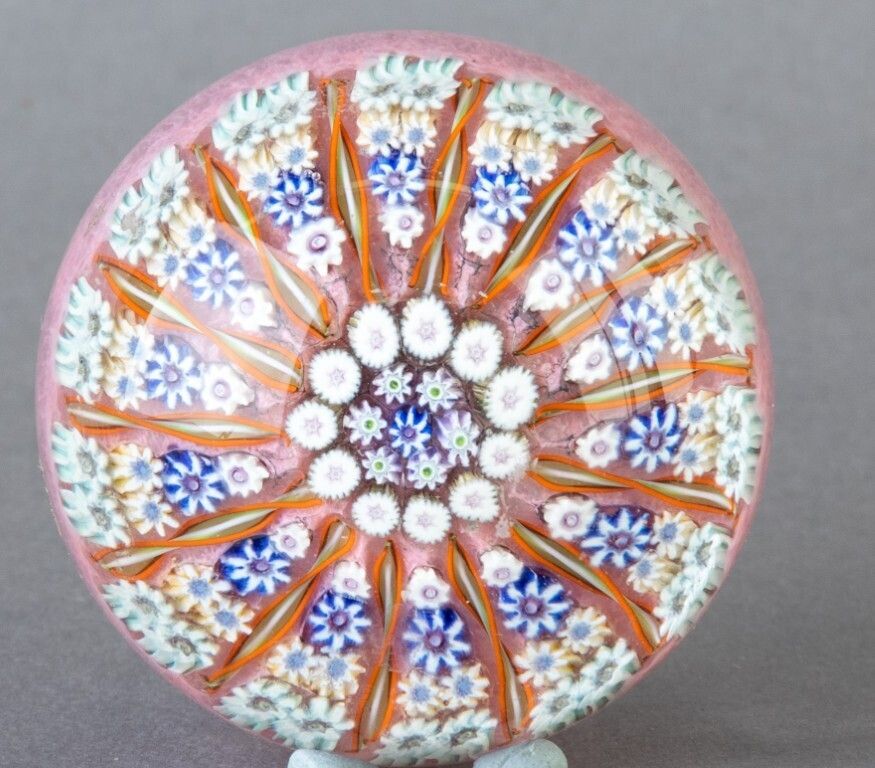Scottish Perthshire Millefiori Glass Paperweight In Manner Of Murano