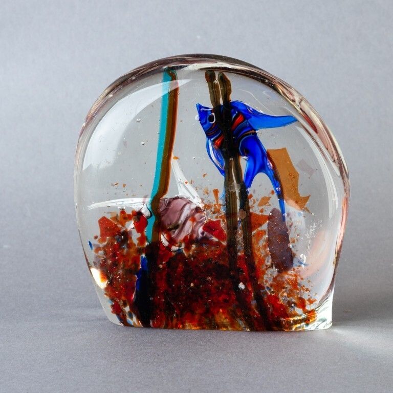 Murano Venetian Hand Blown Glass Fish Paperweight photo furniture