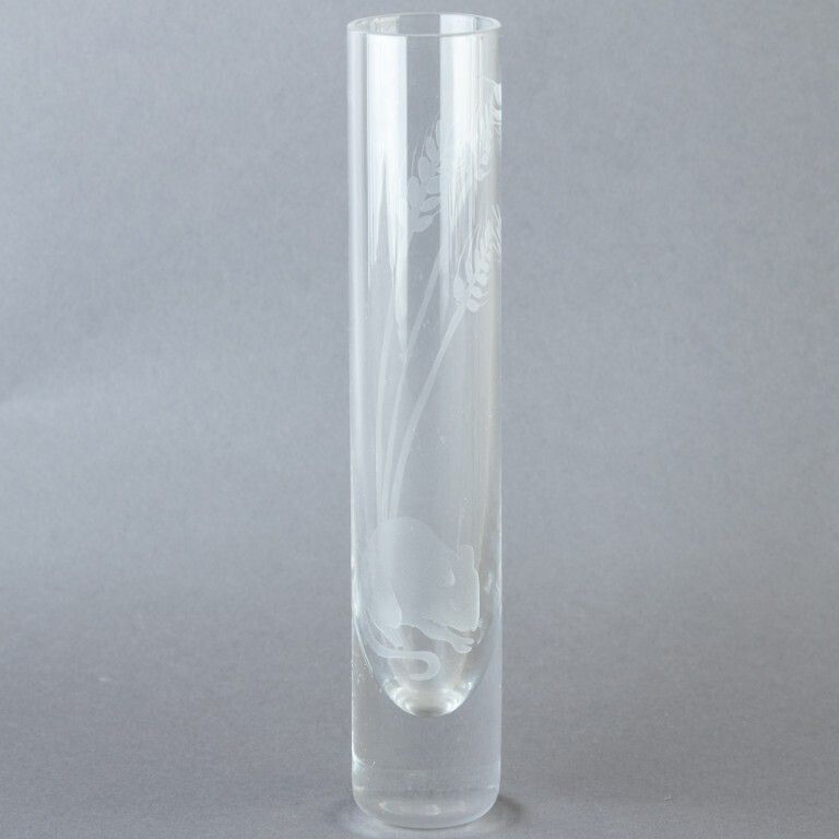 Pair Of Floral Acid Etched Glass Spill Vases photo for sale