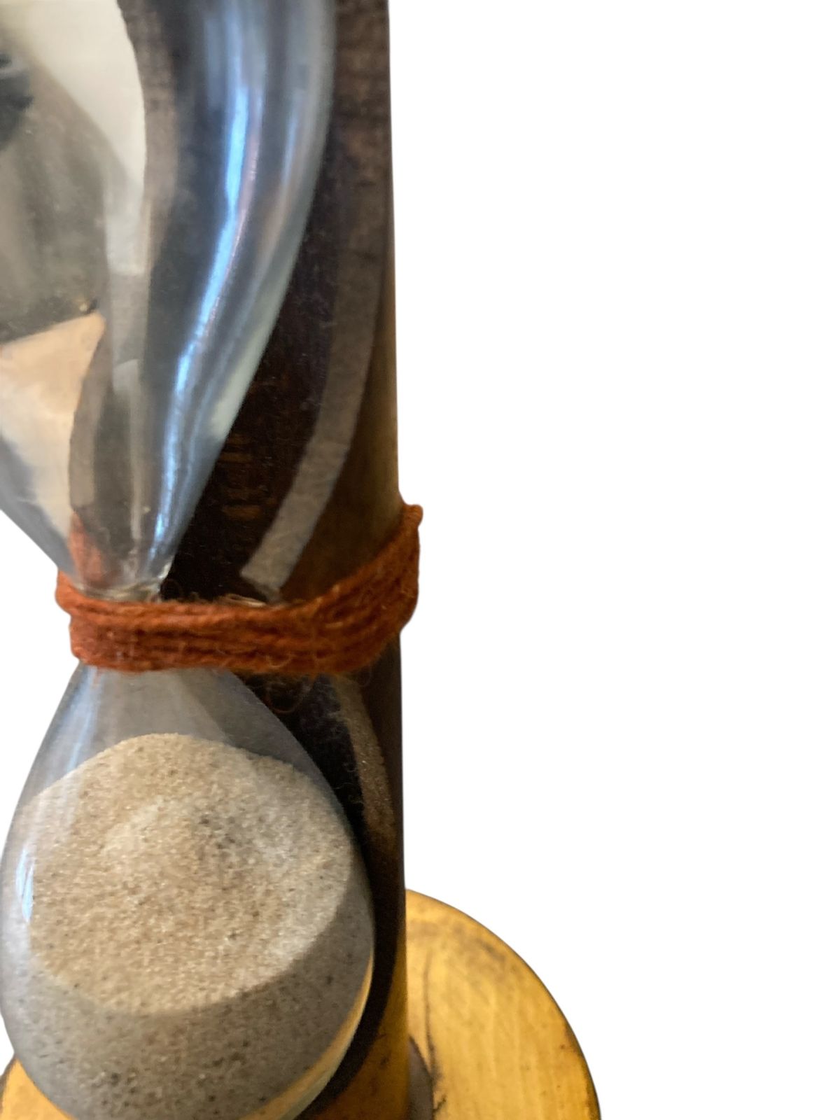 Vintage Handmade Egg Timer Hourglass In Wooden Textile Bobbin Spool 3min Timer photo 125.0
