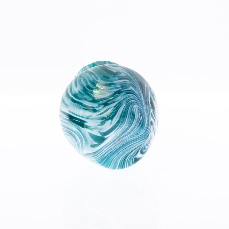 Mid Century Turquoise Hand Blown Studio Glass Swirl Vase photo 55.0