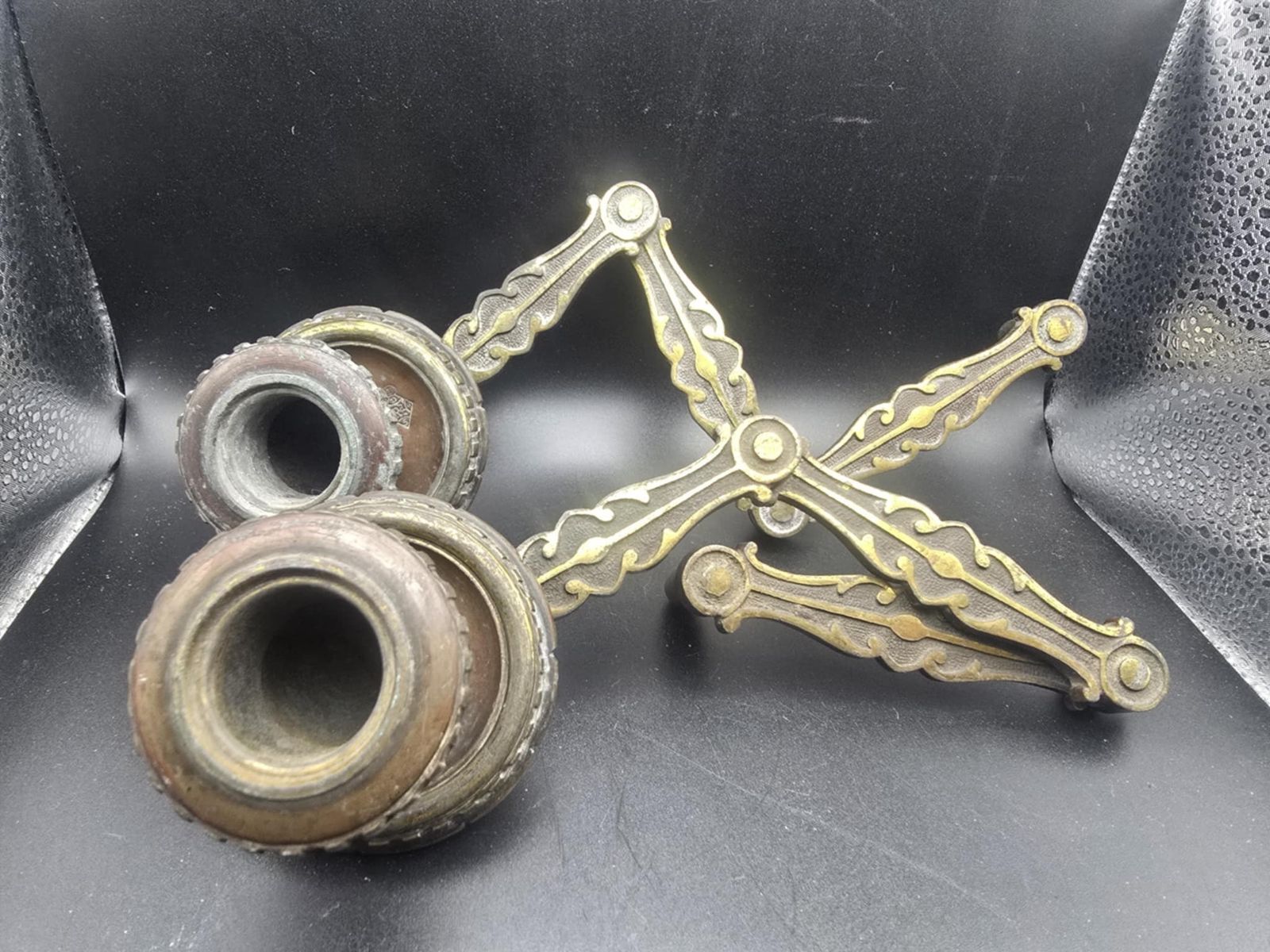 Pair Of Victorian Folding Cast Metal Piano Sconces (1852) As Seen