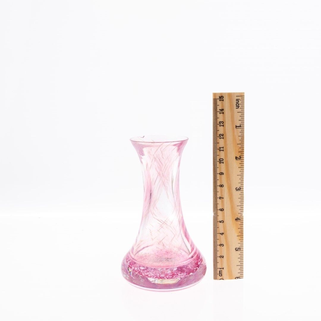 Mid Century Scottish Caithness Pink Splatter Glass Vase