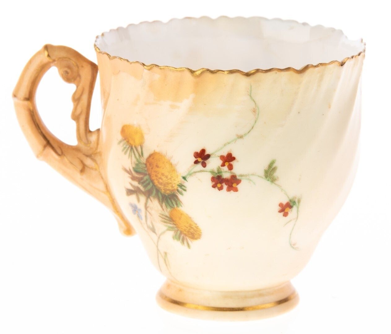 Antique Royal Worcester Art Nouveau Hand Painted Blush Porcelain Teacup