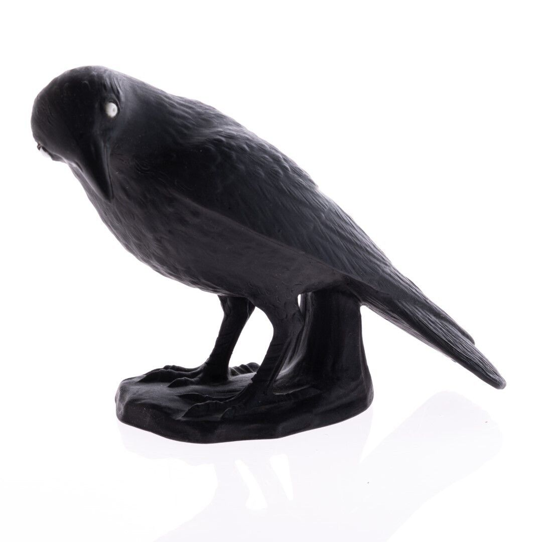 Rare Antique Wedgwood Black Basalt Jasperware Raven Bird Sculpture