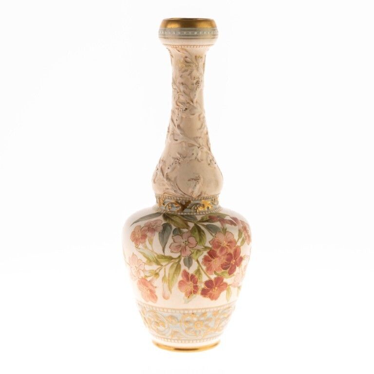 Antique Elaborate Doulton Lambeth Carrara Ware Hand Painted Porcelain Vase 19th Century
