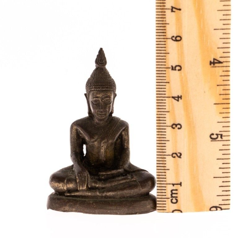 Antique Nepalese Seated Buddhist Bronze Buddha In Meditation Sculpture photo for sale