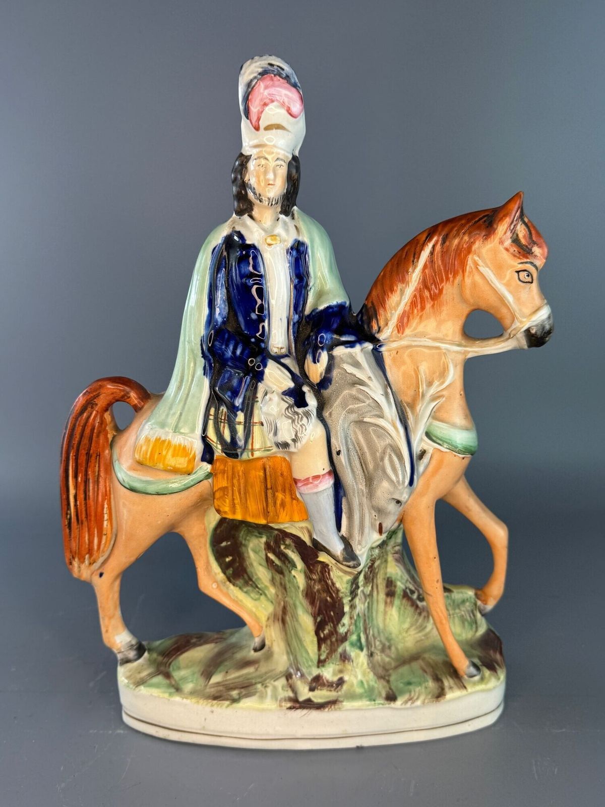 Large Victorian Staffordshire Flatback Figure Of A Scottish Highlander On Horseback photo furniture