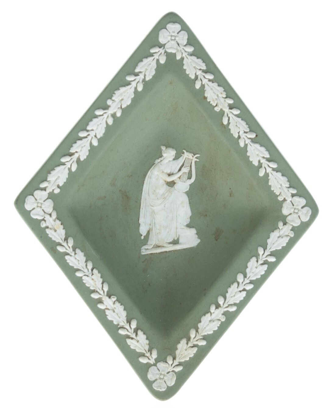 Wedgwood Jasperware Ceramic Porcelain Bas Relief Neoclassical Dish Depicting Muse Of Music