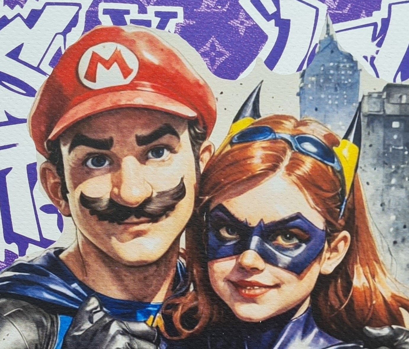 Death Nyc * Batgirl & Mario * 45 X 32 Cm * Signed * Limited * Certificate # XX/120 photo Art