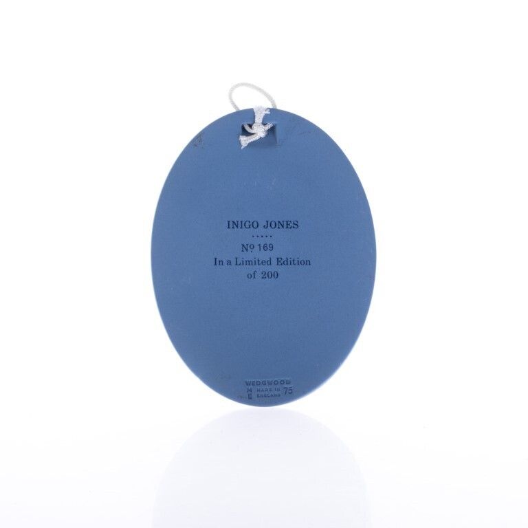 Wedgwood Blue Jasperware Ceramic Porcelain Inigo Jones Portrait Medallion Laurel Leaf Plaque Limited To 200 photo Art