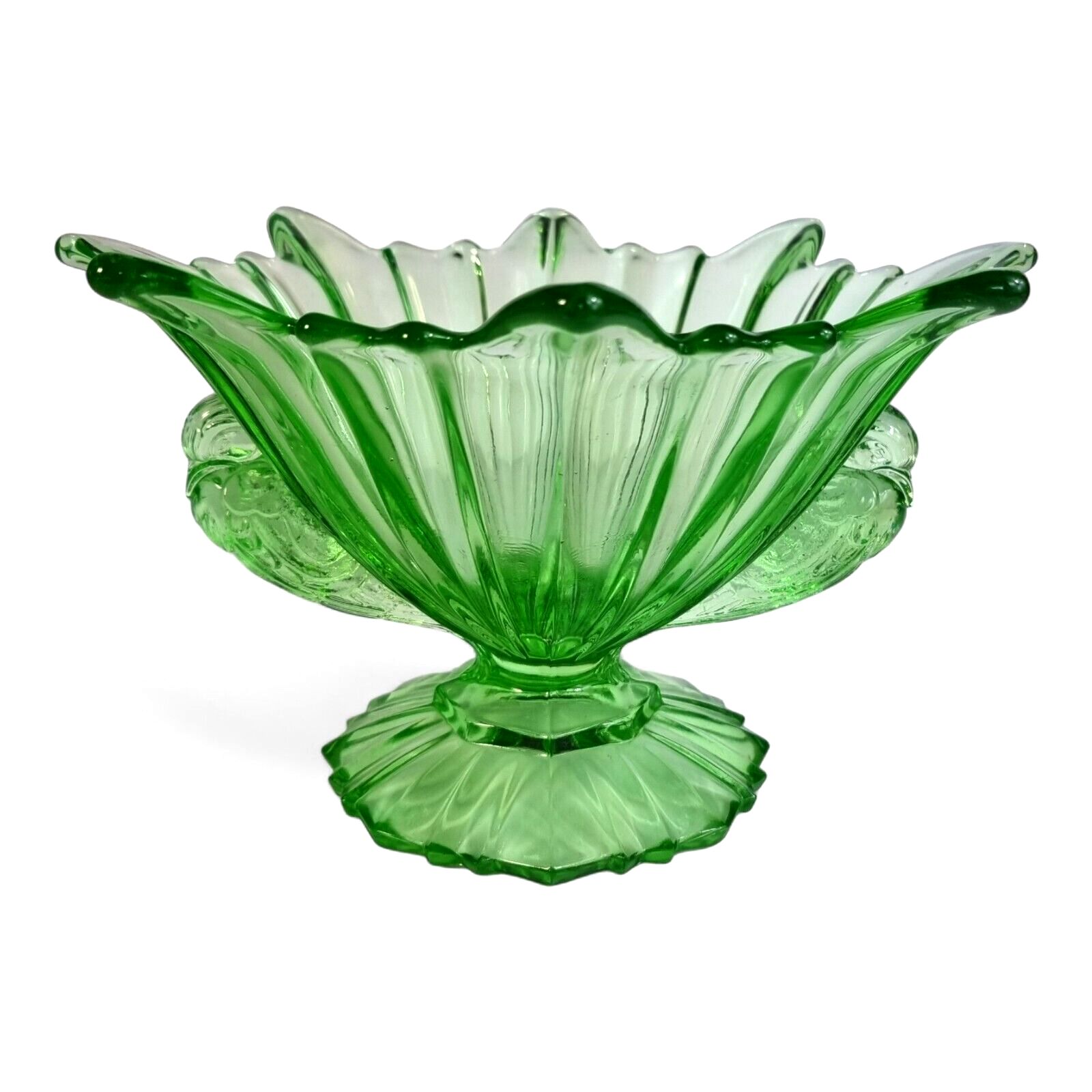 Art Deco Green Glass  Bowl Pedestal Bird Glass Mark To Base Sts Abel Yugoslavia photo furniture