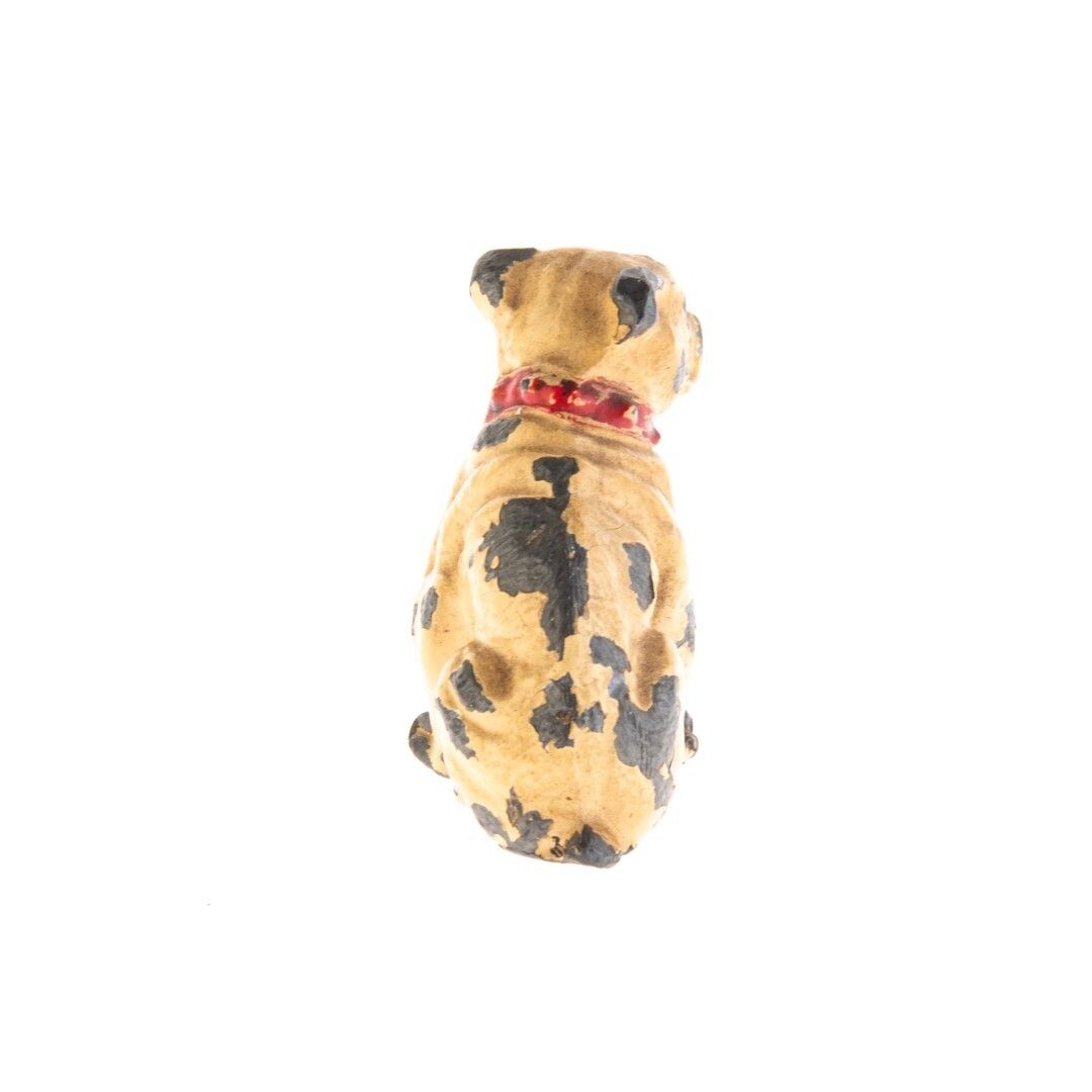 Antique Cold Painted Lead Seated Bulldog Figurine Early 20th Century photo furniture