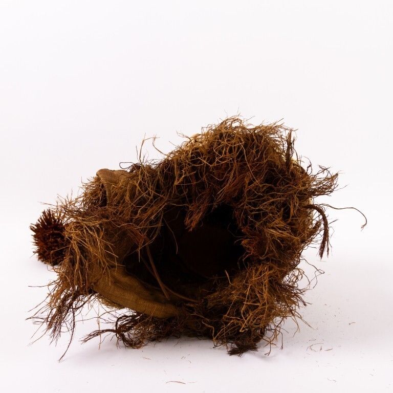 Mid 20th Century African Kuba Helmet Ceremonial Ritual Mask With Shells, Animal Fibres & Raffia photo buy