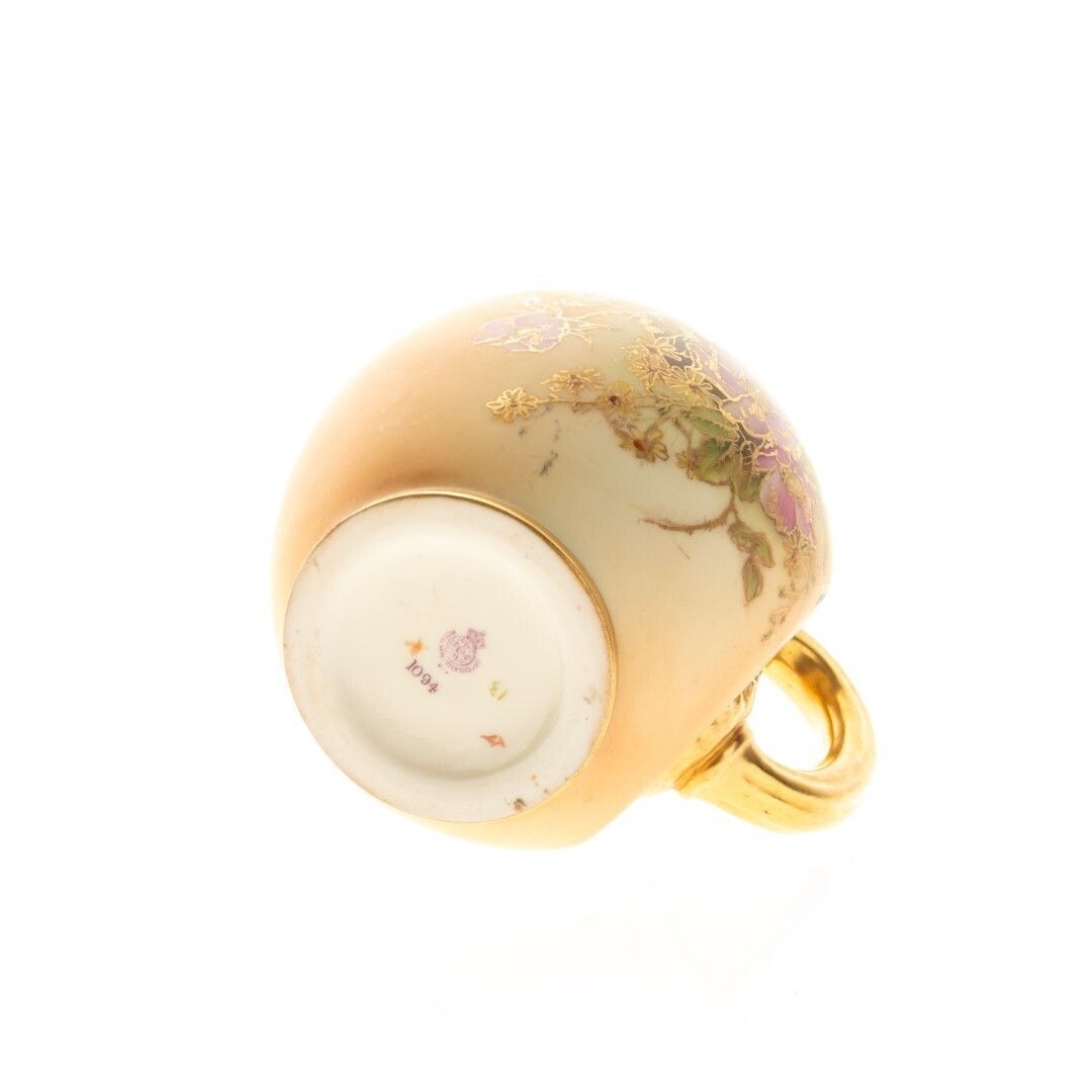 Antique Royal Worcester Hand Painted Blush Porcelain Art Nouveau Floral Flat Back Ewer Jug photo furniture