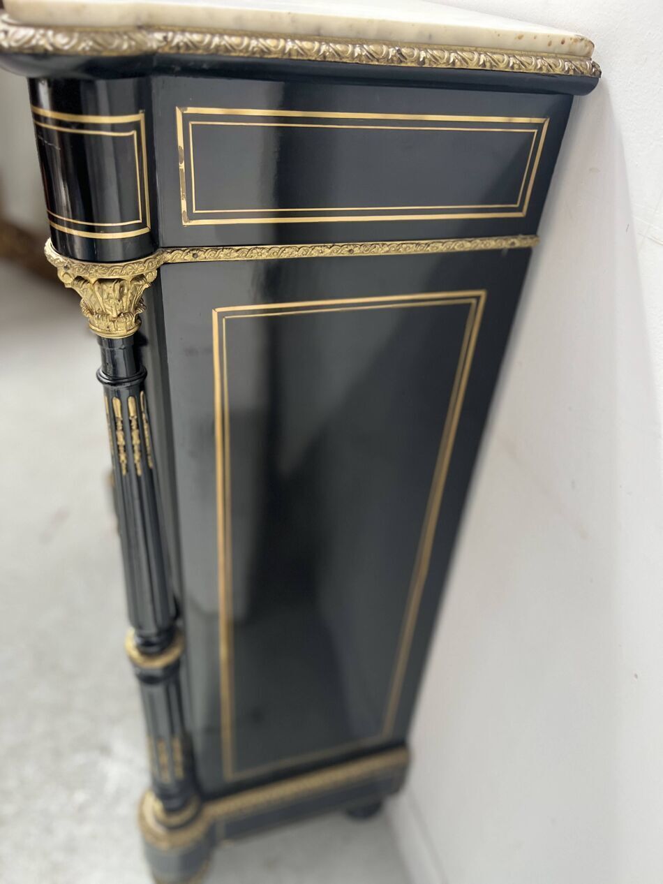 Napoleon III Furniture Has A Black Wooden Door And Brass Marquetry 19th Century photo 2133.0