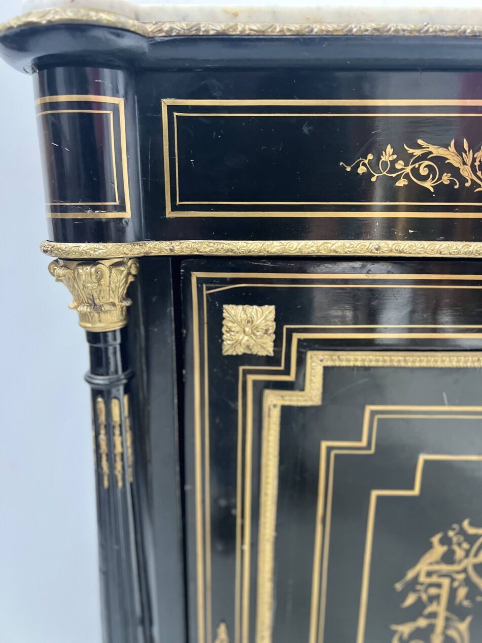 photo for sale Napoleon III Furniture Has A Black Wooden Door And Brass Marquetry 19th Century