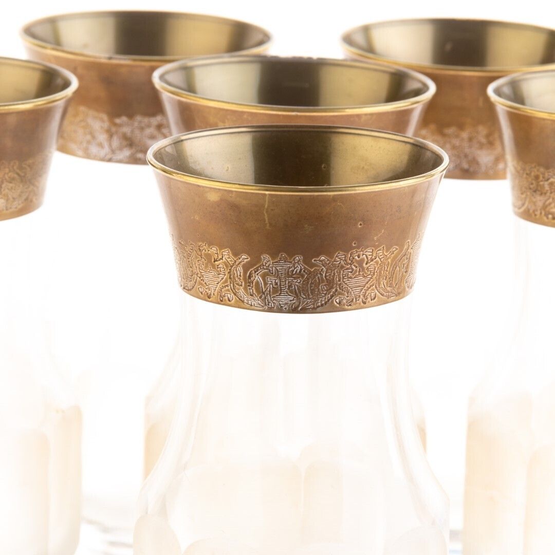 Antique Set Of Six Antique Gilded Baccarat Style Glass Goblets photo furniture