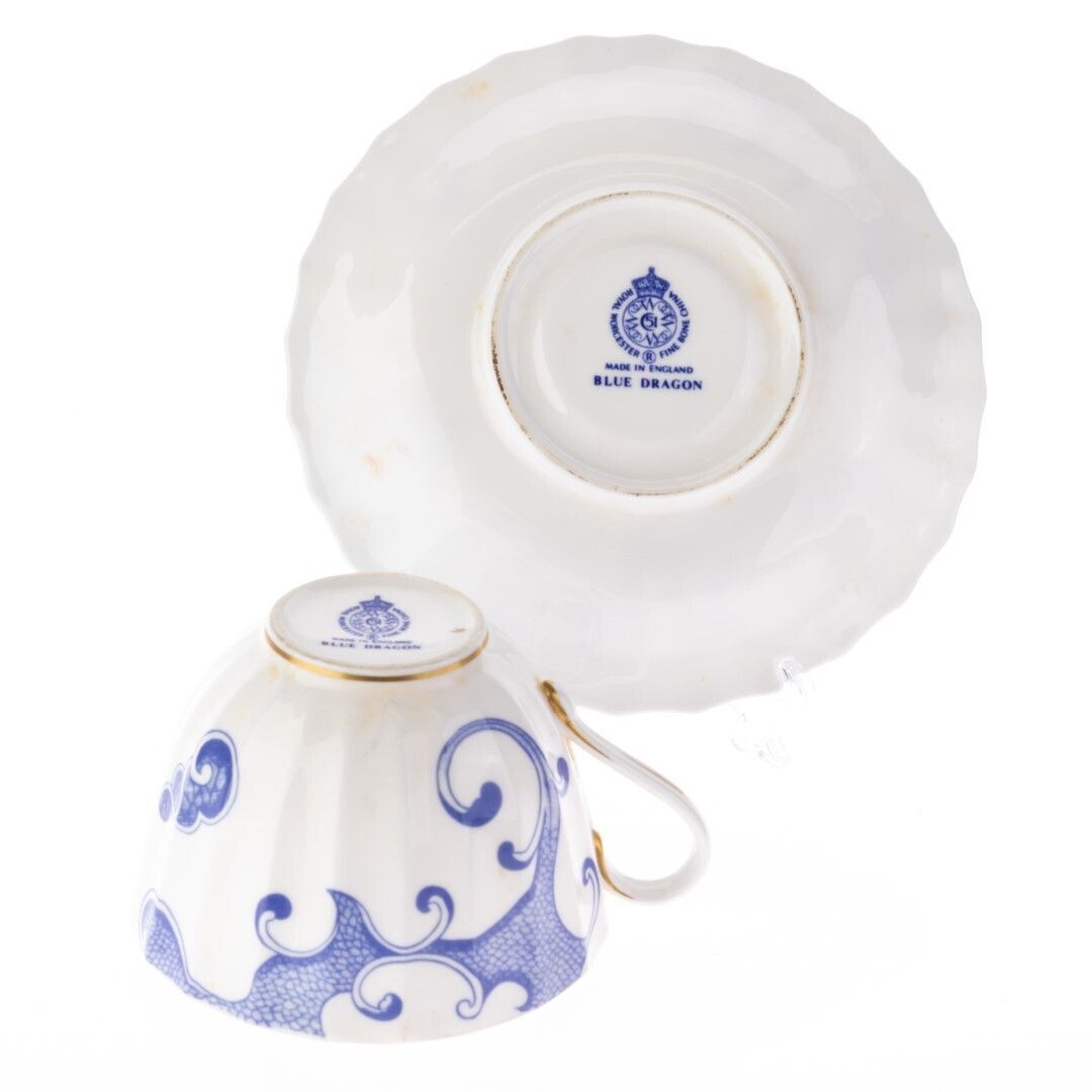 Royal Worcester “Blue Dragon” Pattern Porcelain Teacup And Saucer photo furniture