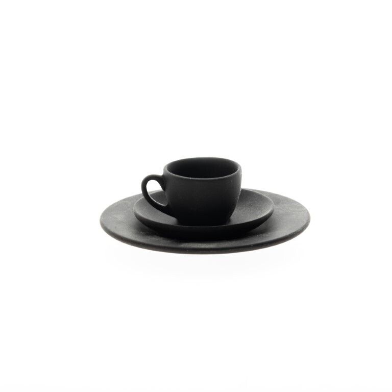Wedgwood Miniature Novelty Black Basalt Jasperware Ceramic Porcelain Teacup And Saucers photo furniture