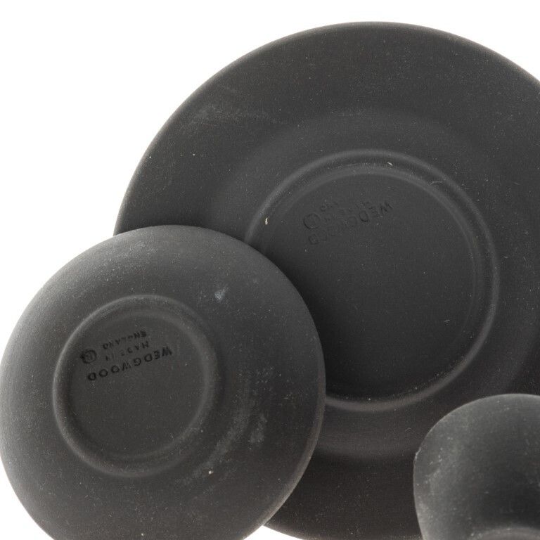 Wedgwood Miniature Novelty Black Basalt Jasperware Ceramic Porcelain Teacup And Saucers photo buy