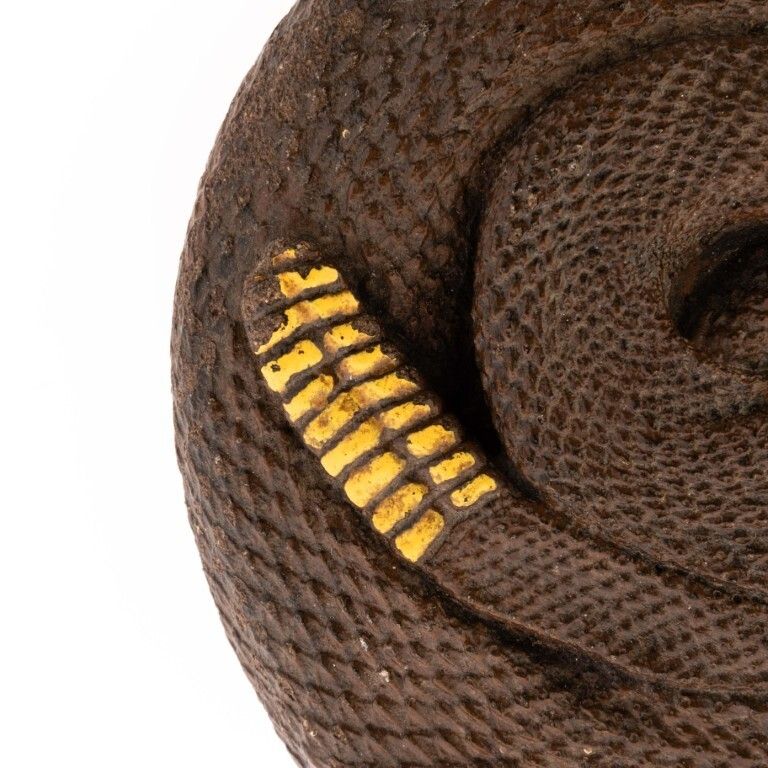 Antique Salt Glazed Pottery Ceramic Hand Painted Coiled Snake Wall Hanging 19th Century photo for sale
