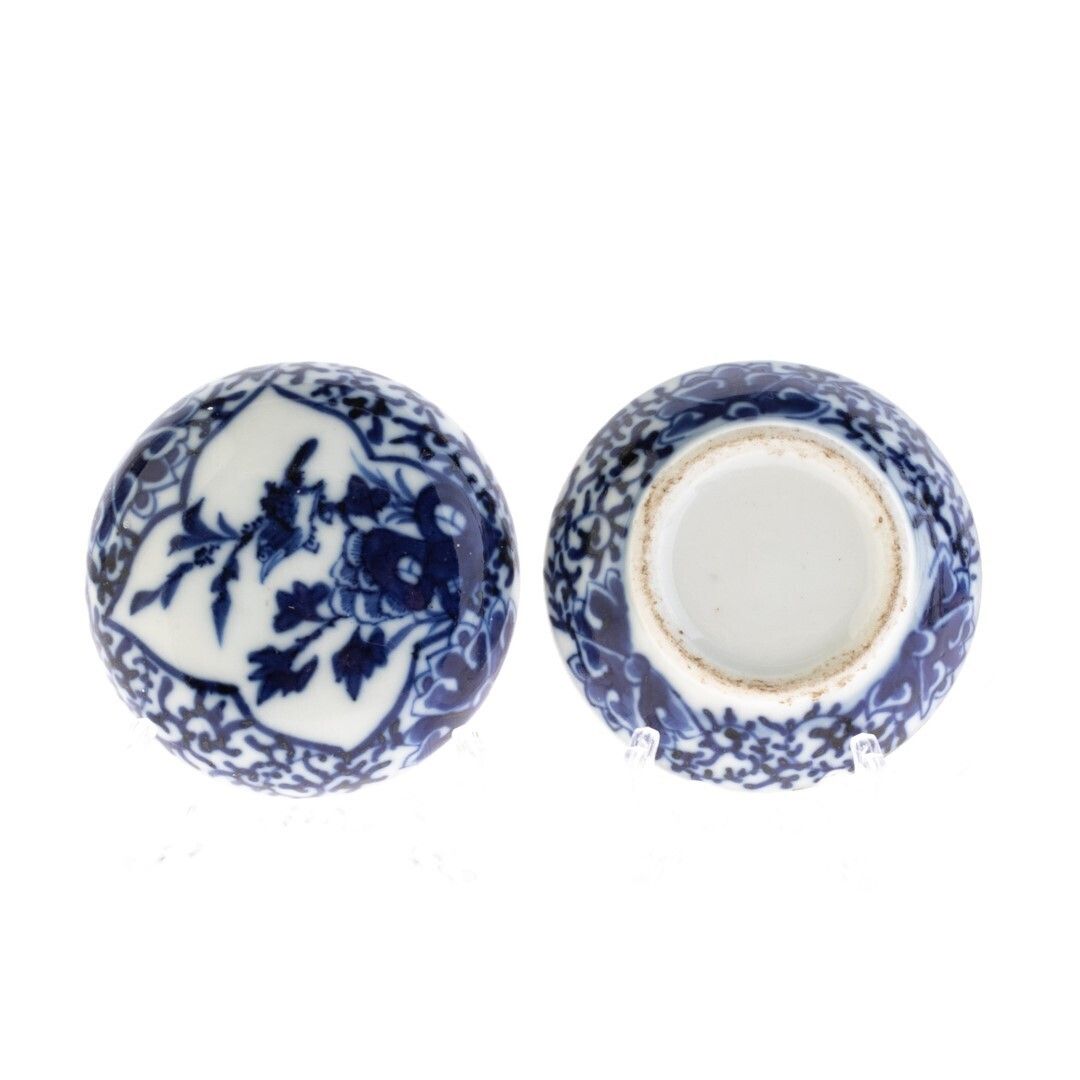 Antique Blue And White Chinese Porcelain Box Depicting A Bird Perched On Blossom Branch photo Home Decor