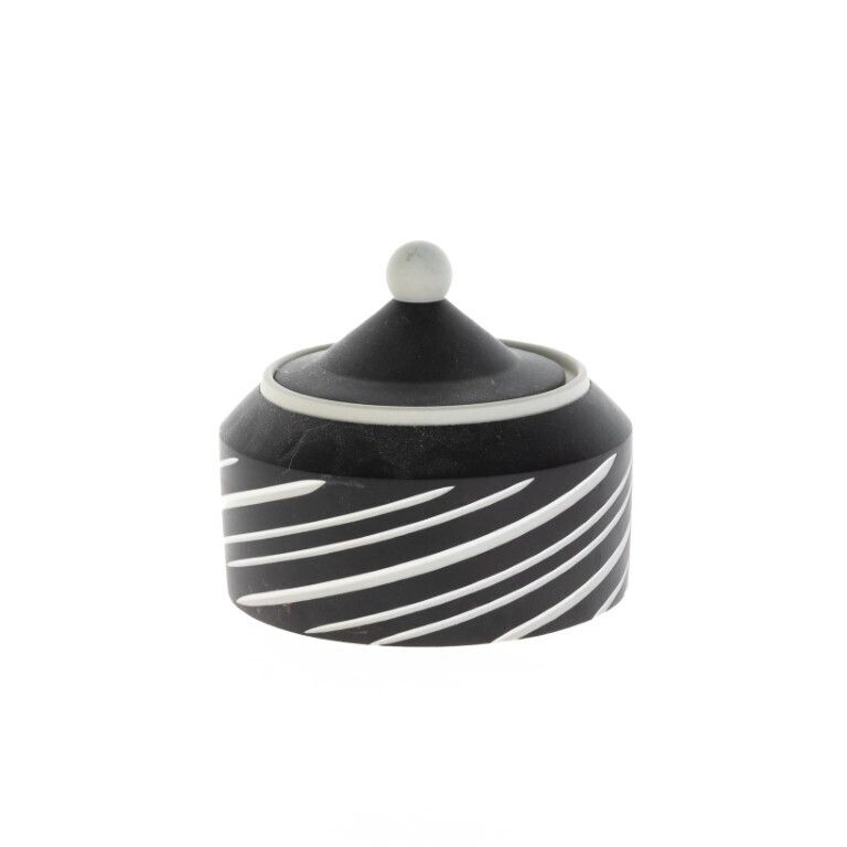 Mid Century Wedgwood Black Jasperware Porcelain Symmetry Lidded Jar photo furniture