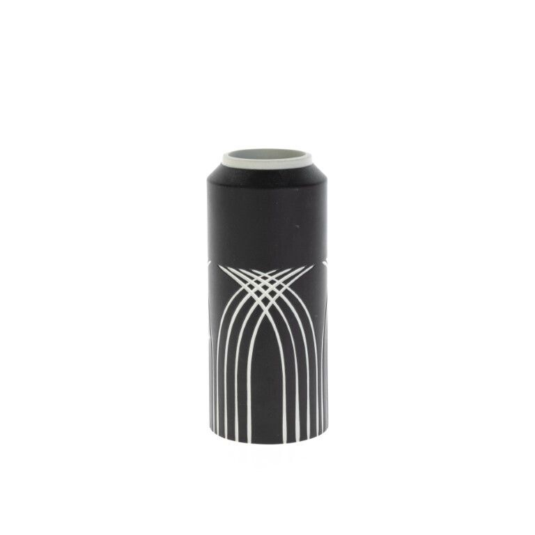 Mid Century Wedgwood Black Jasperware Porcelain Symmetry Vase