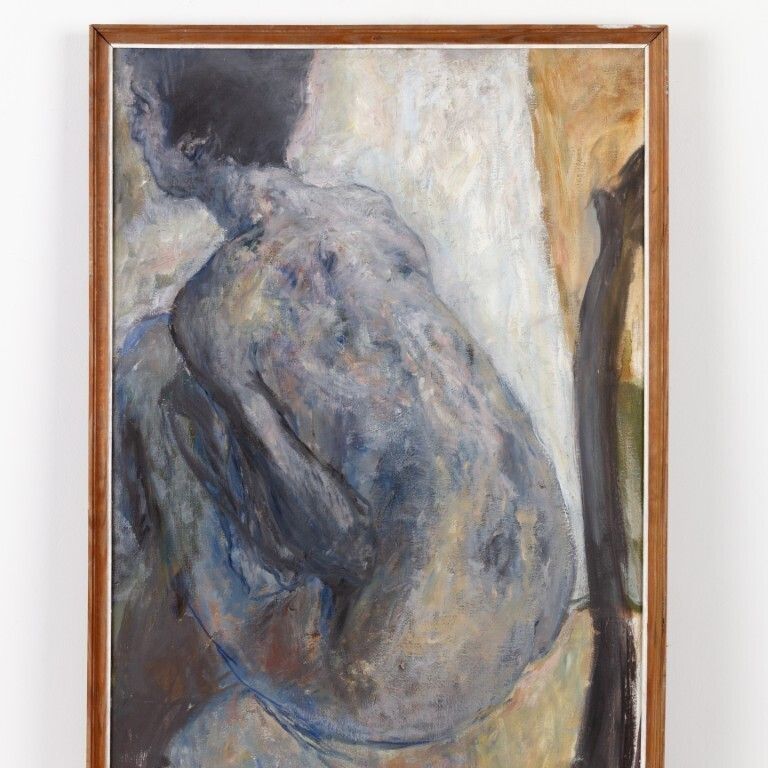 Large Bathing Nude Polish School Impressionistic Oil Painting On Canvas Late 20th Century photo for sale
